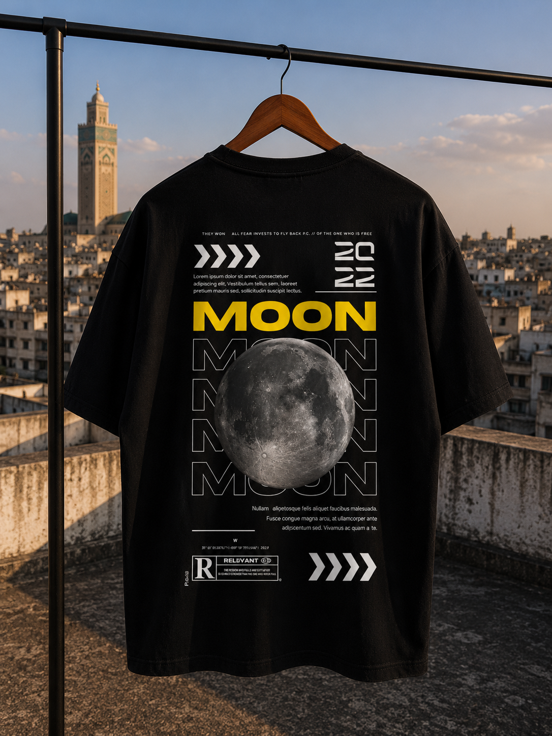 Moon Phase Oversized Tee – Black