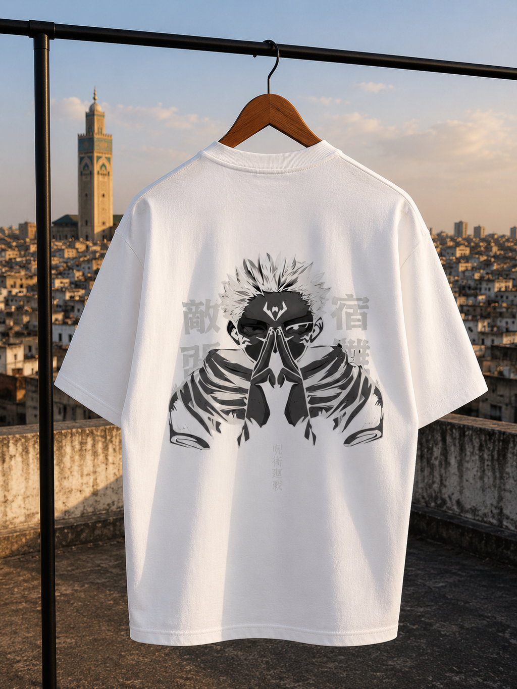 Sukuna Shadow Oversized Tee – White